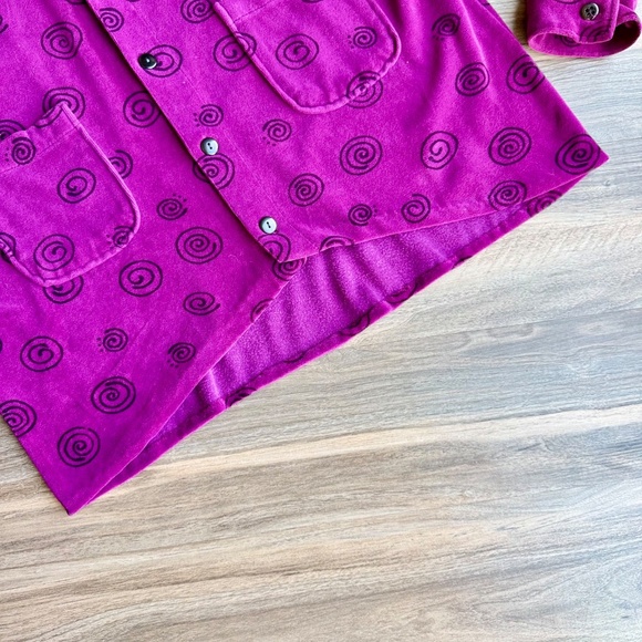 LAVON Vintage Button-Up Shirt Purple Swirl Print Long Sleeve Size M - Picture 10 of 12